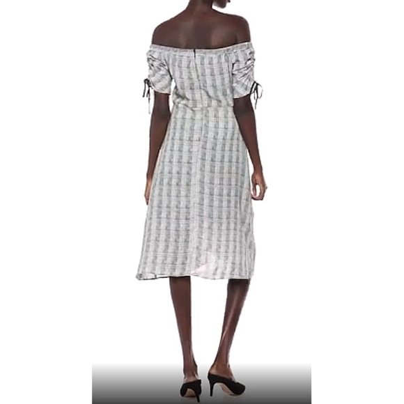 Sam Edelman Off-The-Shoulder Plaid Dress Midi 6 - Picture 4 of 9